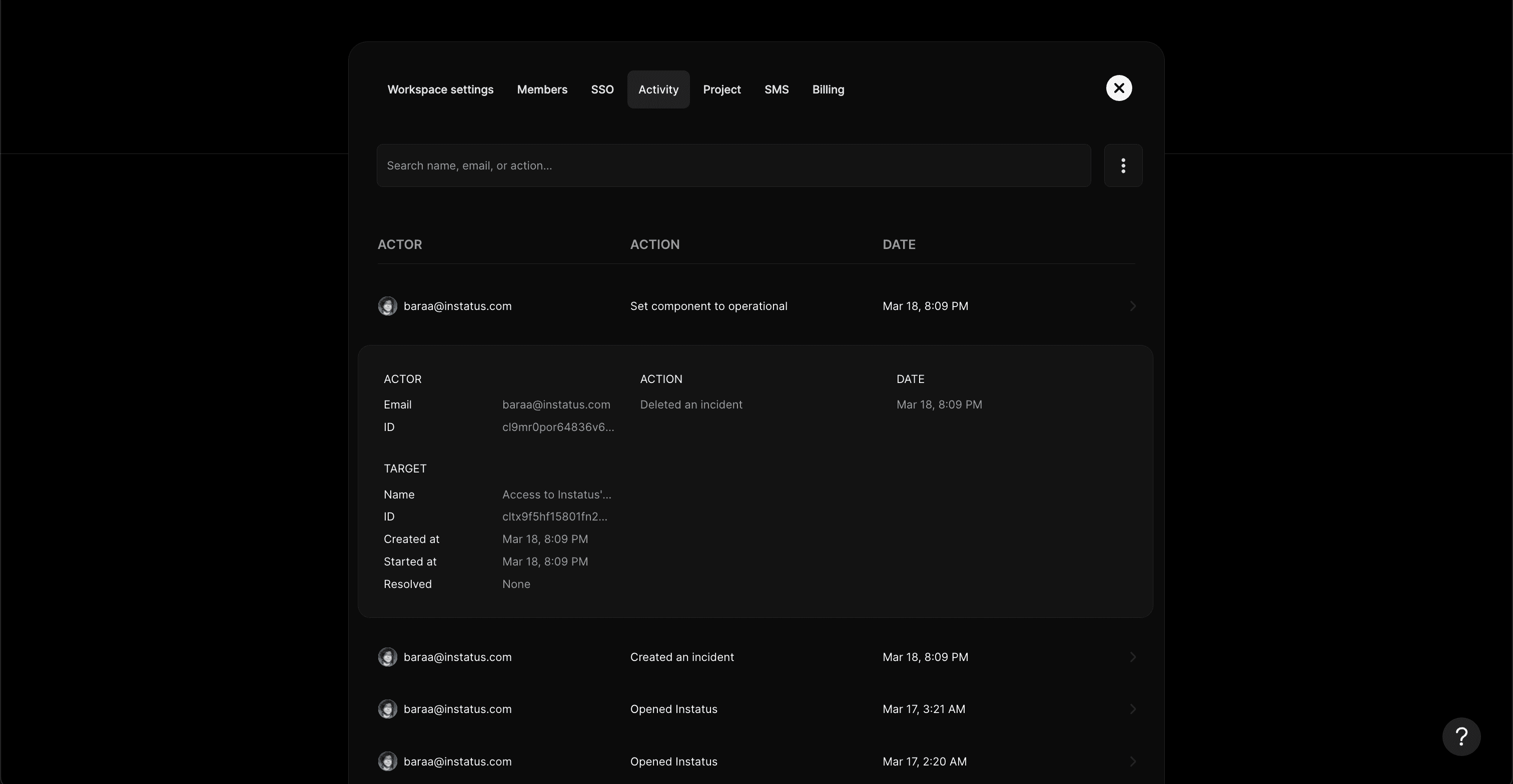 Activity Log